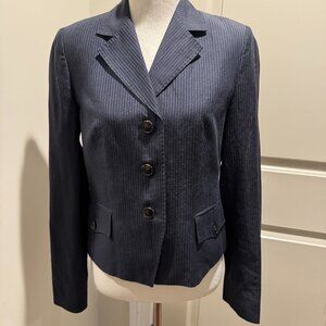 MaxMara Navy Blue Pinstripes Blazer Jacket Sz 10 Italy